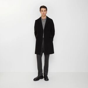 Burberry London Black Wool Cashmere Overcoat Mens Size 52 / L Long Coat